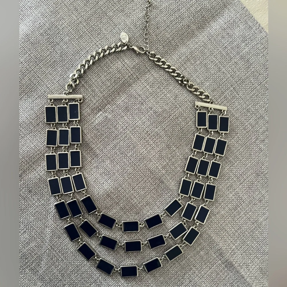 Charming Charlie Statement Necklace Blue Silver - Multi-strand